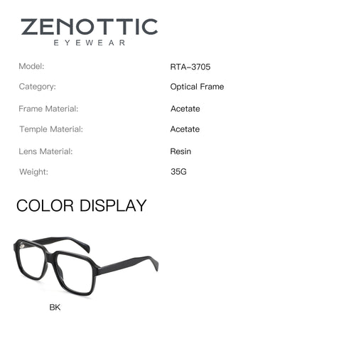 Zenottic Brady eyeglasses in black acetate with a thick geometric frame.