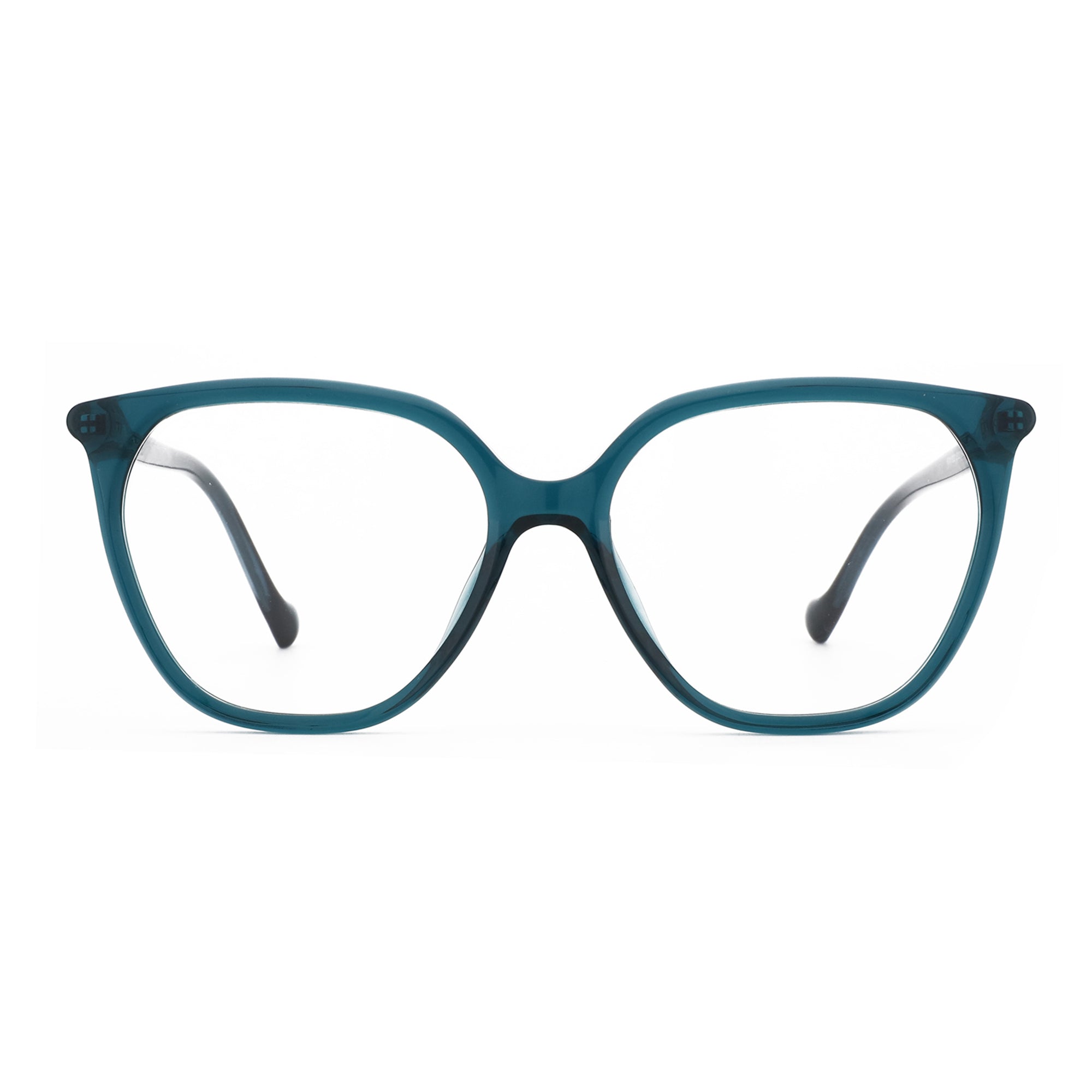 ZENOTTIC Sigh translucent teal acetate full-rim square eyeglasses with clear lens