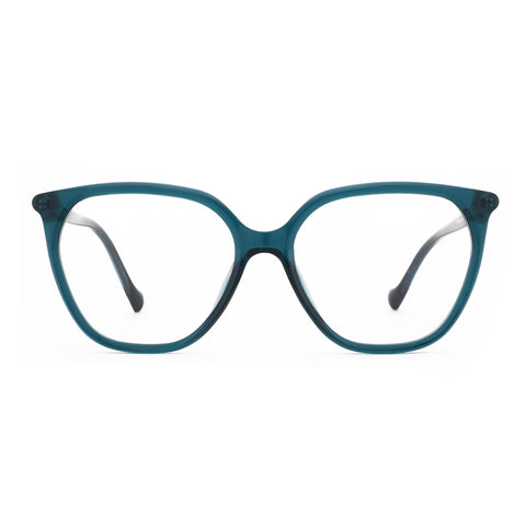 ZENOTTIC Sigh translucent teal acetate full-rim square eyeglasses with clear lens