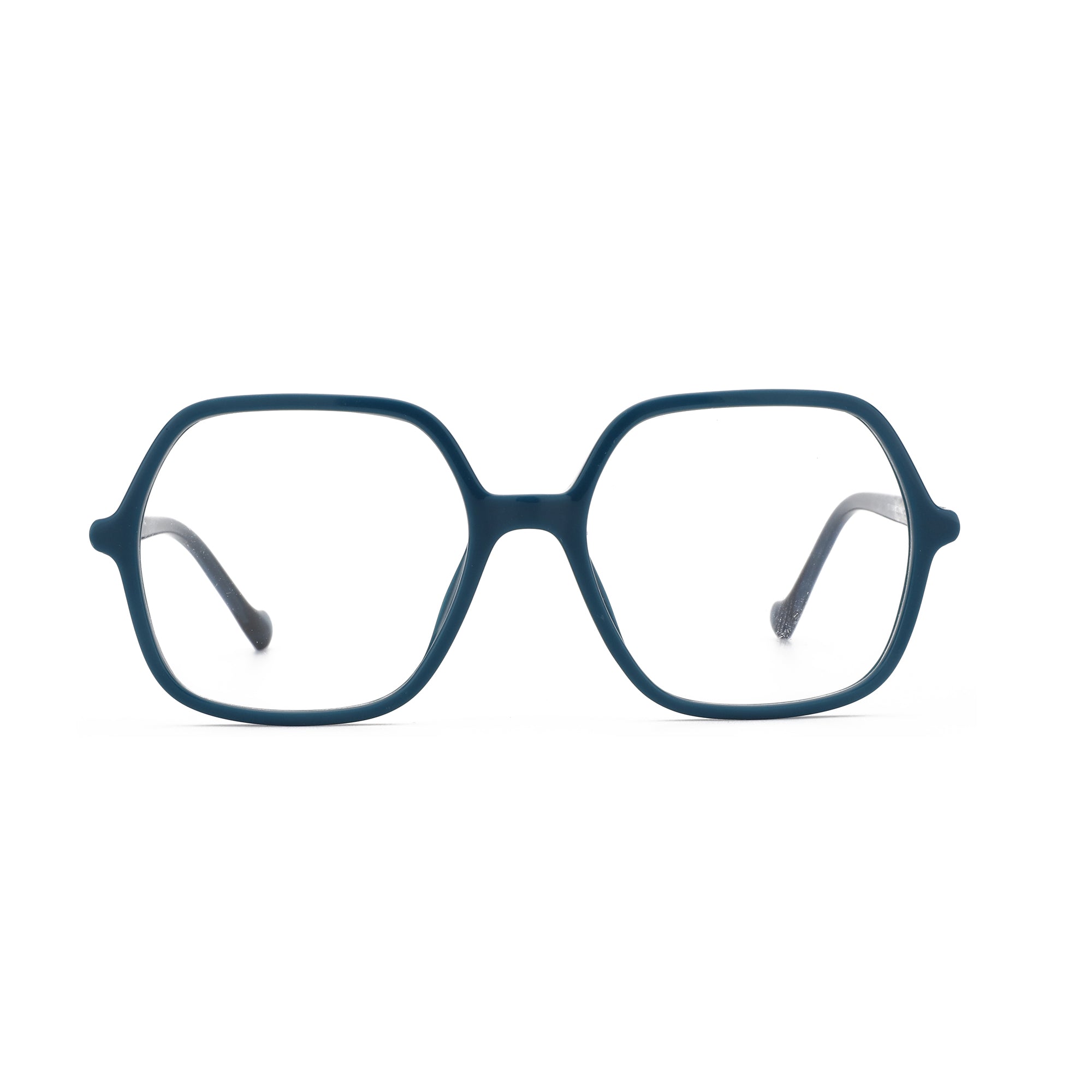 ZENOTTIC deep blue geometric acetate eyeglasses, South Bay fashion accessory