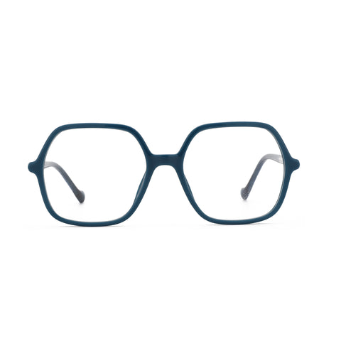 ZENOTTIC deep blue geometric acetate eyeglasses, South Bay fashion accessory