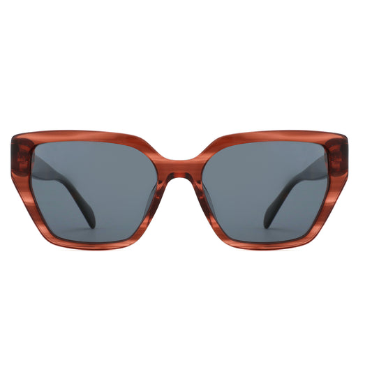 Zenottic women square sunglasses with translucent acetate frame and gray polarized lenses