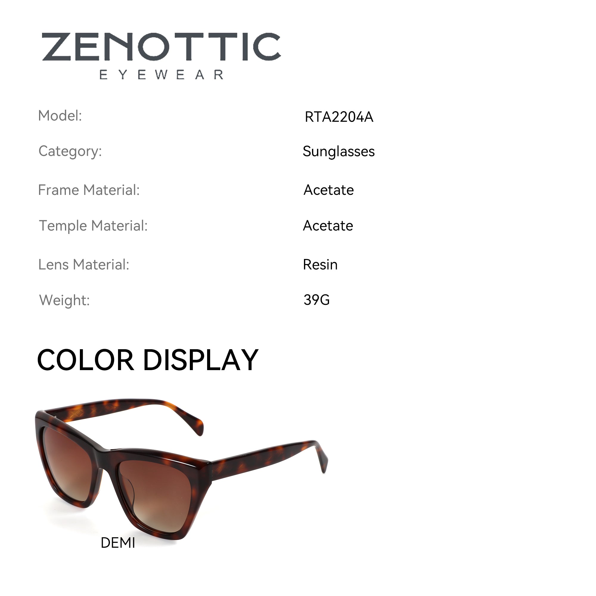 Zenottic Ayla sunglasses in demi tortoise shell acetate with brown gradient lenses.