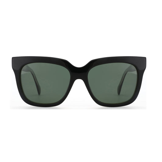 Black square Zenottic Margaret sunglasses with green polarized lenses