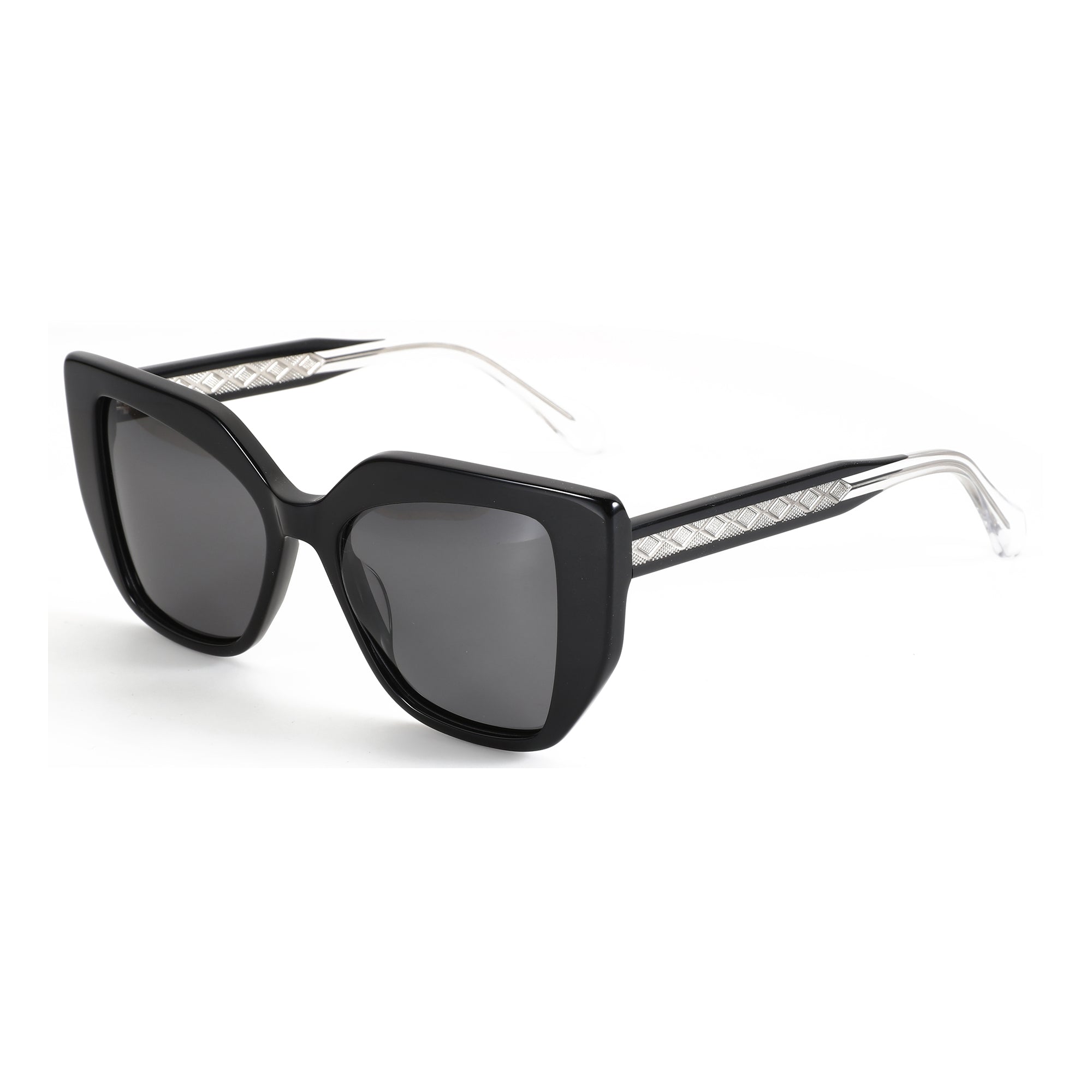 ZENOTTIC Dreamboat black acetate square prescription sunglasses with patterned temples.
