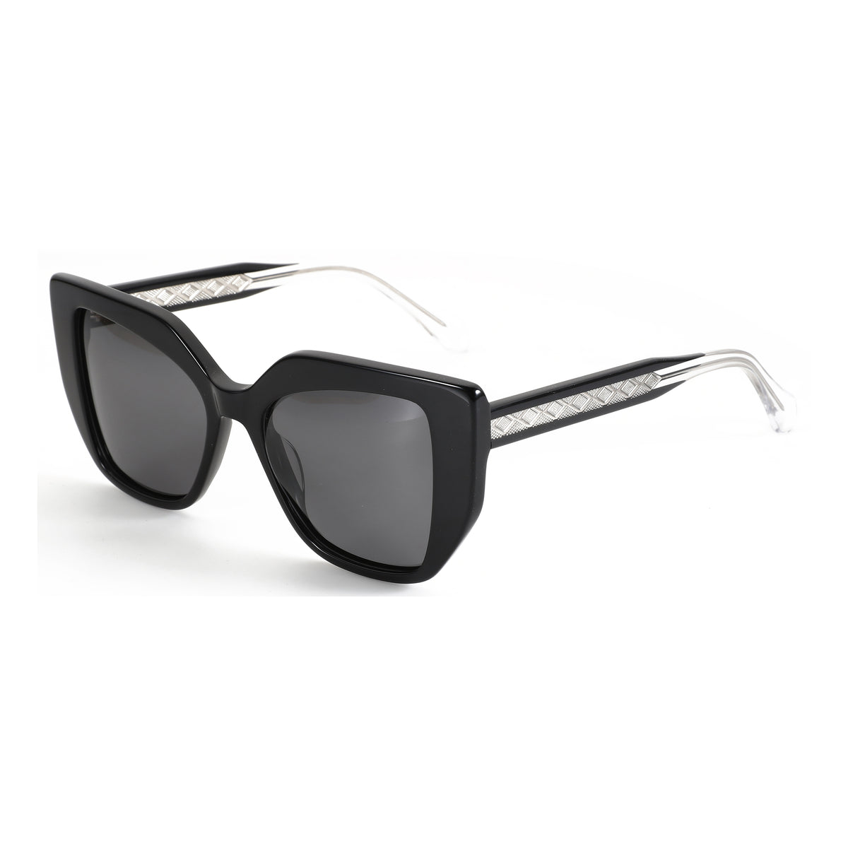 ZENOTTIC Dreamboat black acetate square prescription sunglasses with patterned temples.
