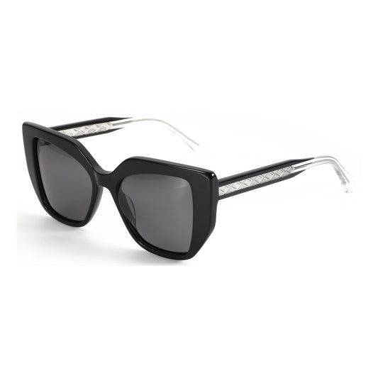 ZENOTTIC Dreamboat black acetate square prescription sunglasses with patterned temples.