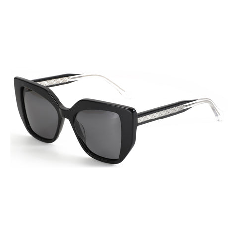 ZENOTTIC Dreamboat black acetate square prescription sunglasses with patterned temples.