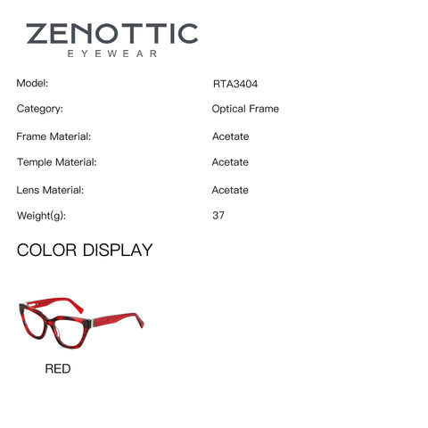 Red acetate cat eye eyeglasses for women, Zenottic Elodie optical frame