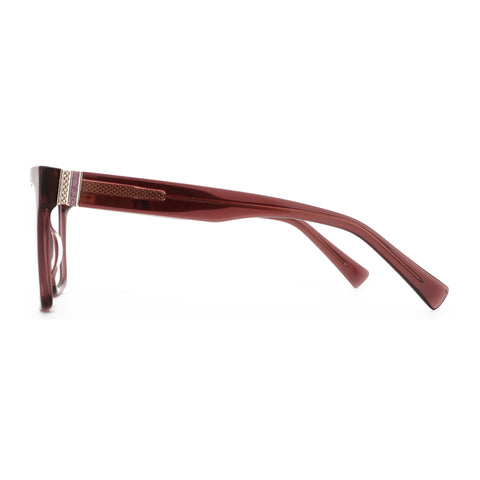 ZENOTTIC Evina brown acetate designer eyeglasses with textured temple detail.