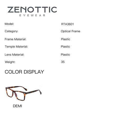 Zenottic Jesse eyeglasses in demi tortoiseshell acetate square frame