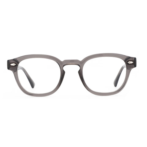 ZENOTTIC Enrique eyeglasses: Retro round dark grey acetate frames with silver accents.