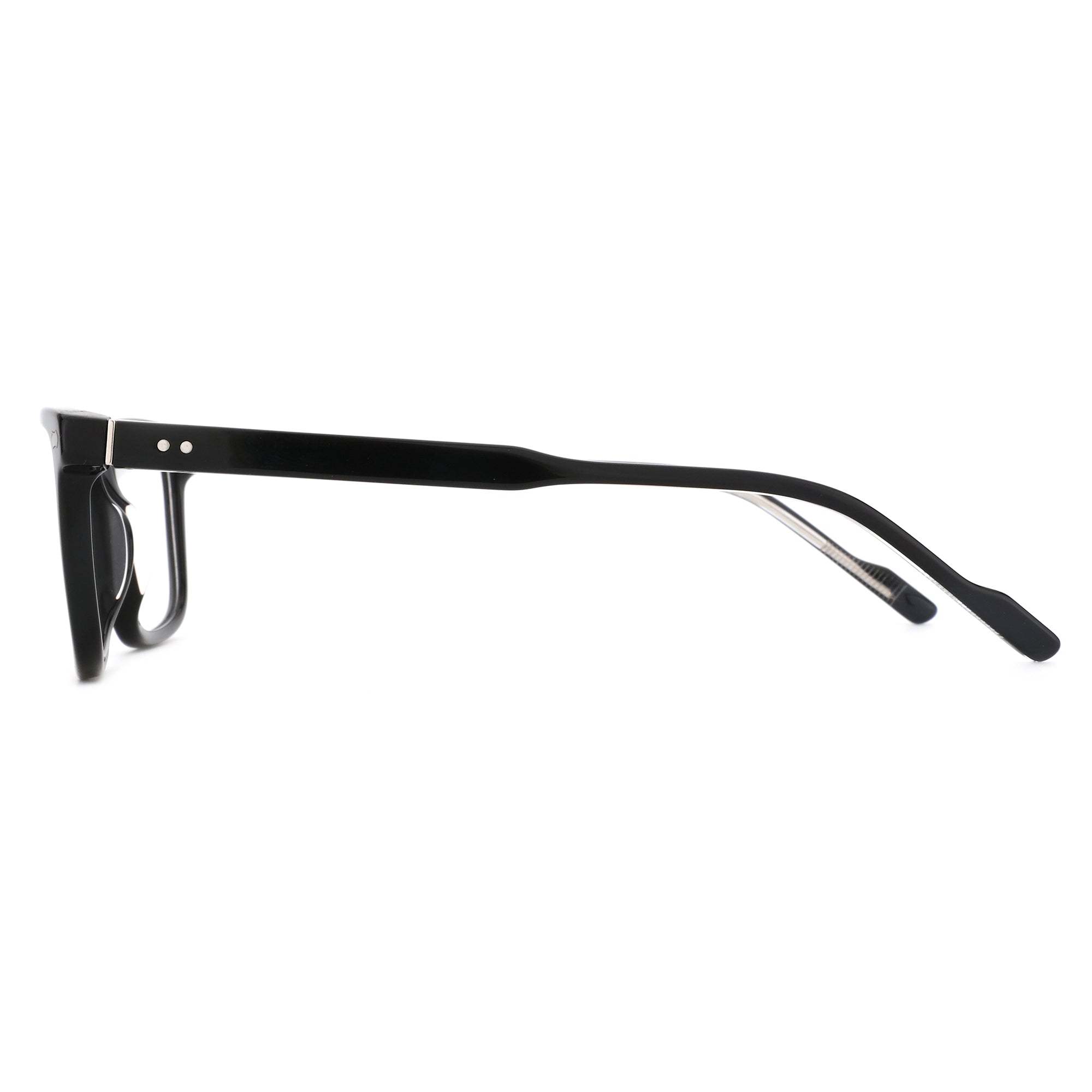 ZENOTTIC Rickey black acetate square eyeglasses with silver rivets