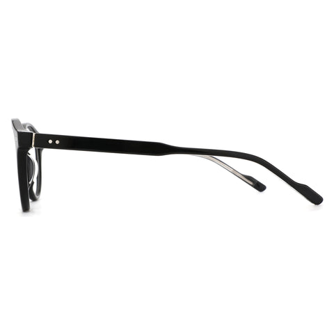 ZENOTTIC Aphrodite black acetate retro round eyeglasses, side view.