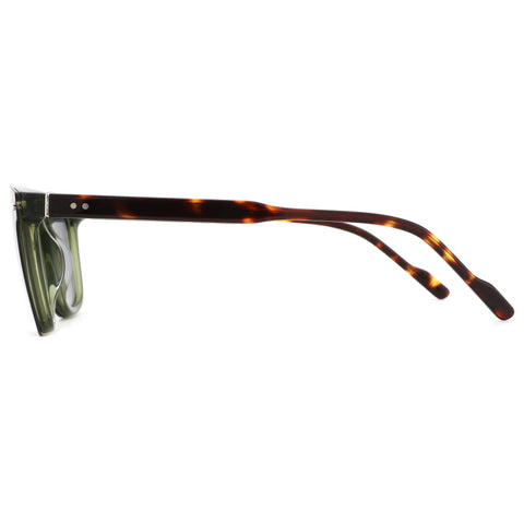Zenottic Jose men's square sunglasses with green acetate frame and tortoiseshell temples.