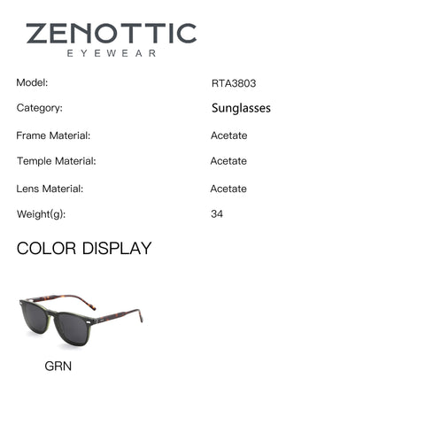 Zenottic Jose RTA3803 square acetate sunglasses in GRN