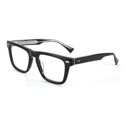 ZENOTTIC Cooper black acetate square frame eyeglasses, men's designer glasses.