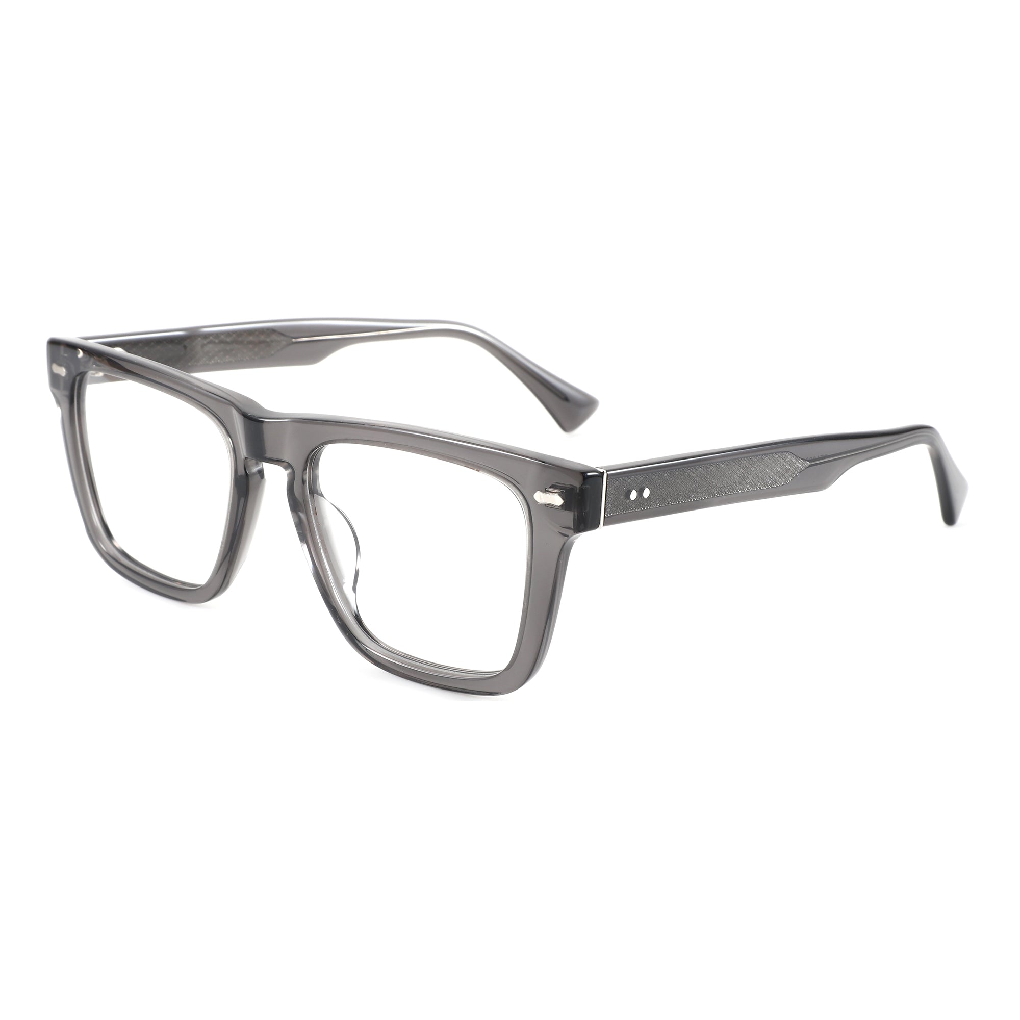 ZENOTTIC Cooper dark grey acetate square eyeglasses with textured temples.