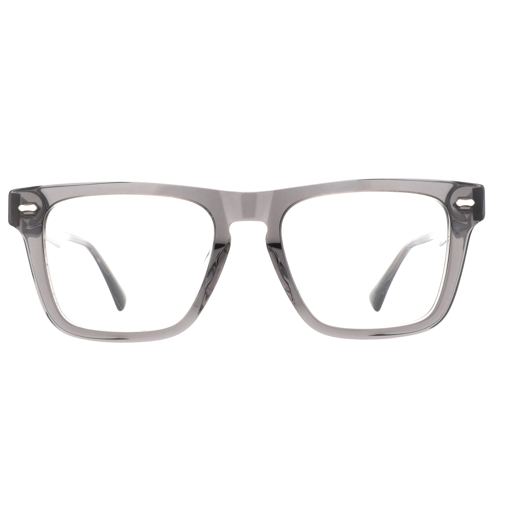 ZENOTTIC Cooper eyeglasses: square, translucent gray acetate full-rim frame with clear lenses.