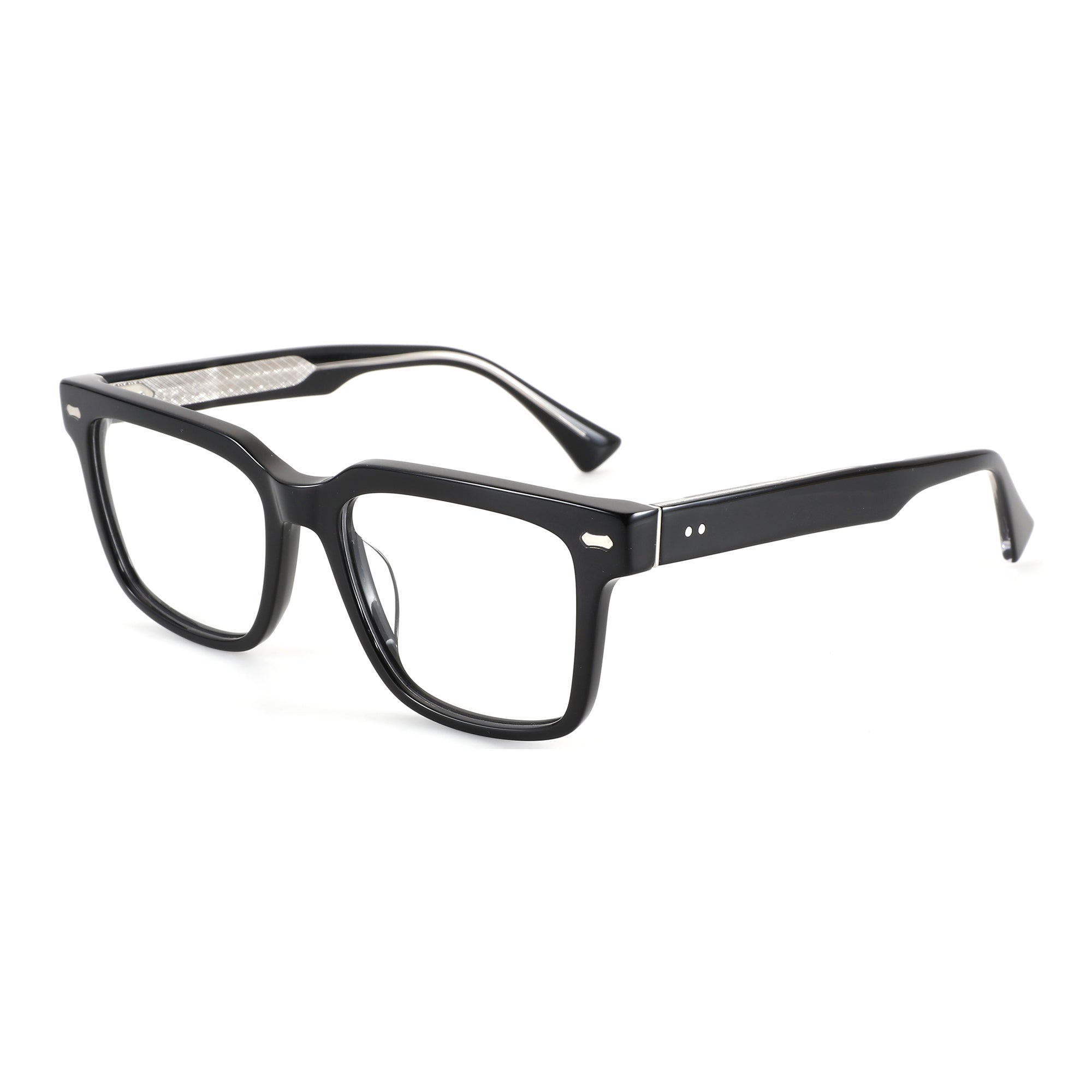 ZENOTTIC Brooks black acetate square eyeglasses with textured temple detail.