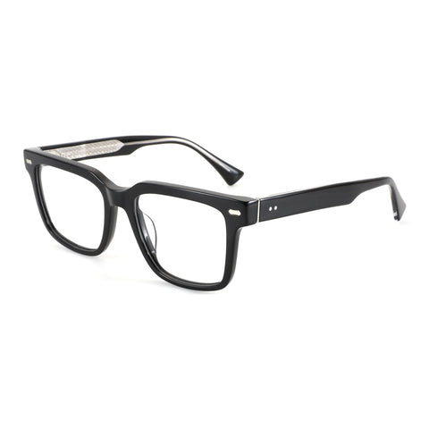ZENOTTIC Brooks black acetate square eyeglasses with textured temple detail.