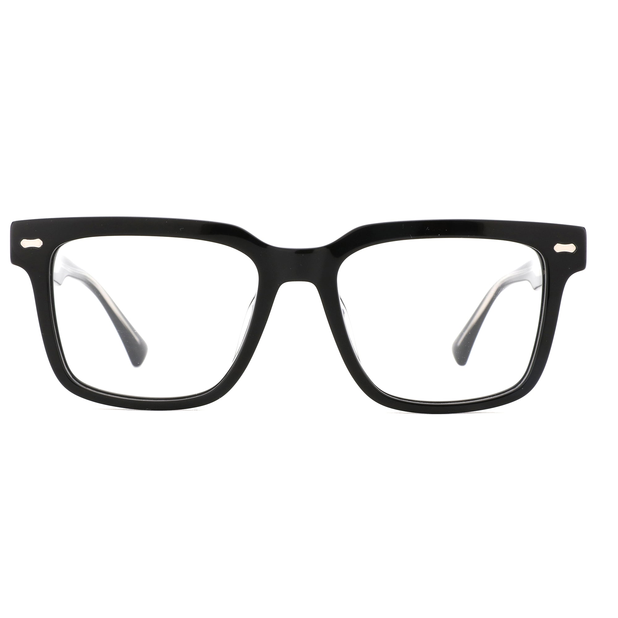 ZENOTTIC Brooks black acetate casual square eyeglasses with clear lenses