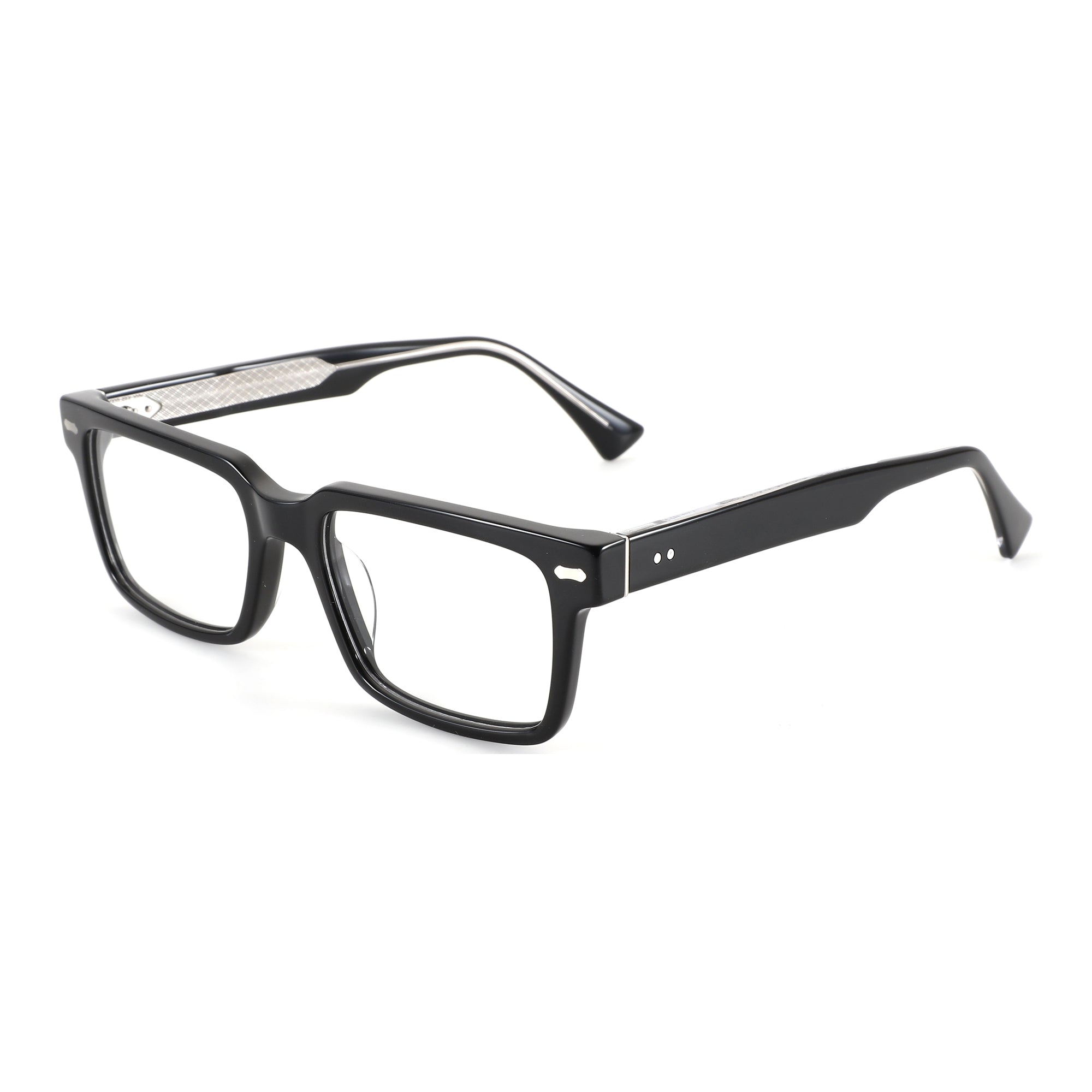 ZENOTTIC Bryce black acetate square eyeglasses with stylish full-rim frame.