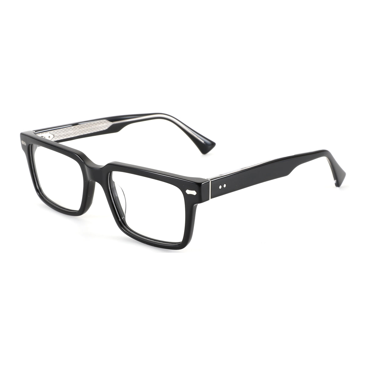 ZENOTTIC Bryce black acetate square eyeglasses with stylish full-rim frame.
