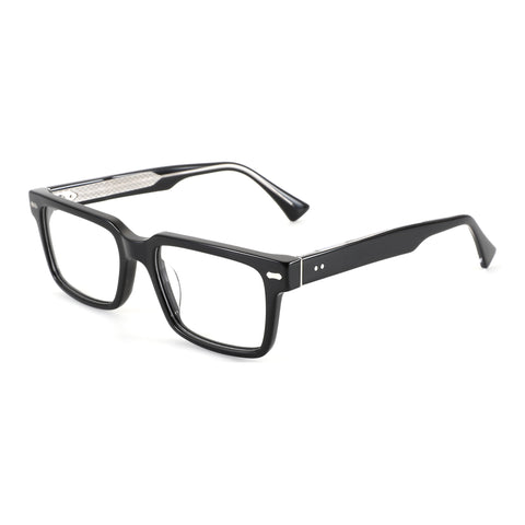 ZENOTTIC Bryce black acetate square eyeglasses with stylish full-rim frame.
