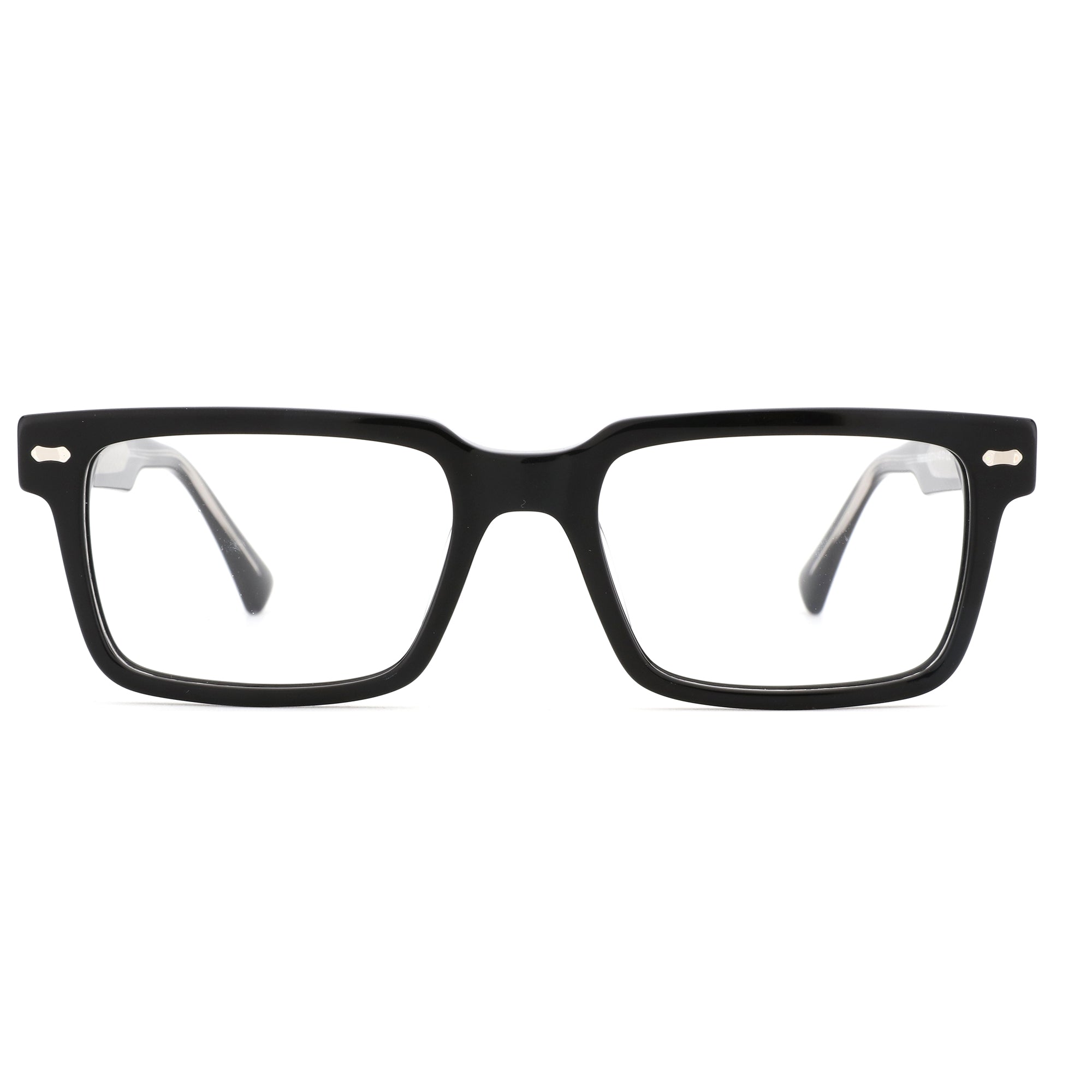 ZENOTTIC Bryce eyeglasses: black acetate square frames, clear demo lenses.