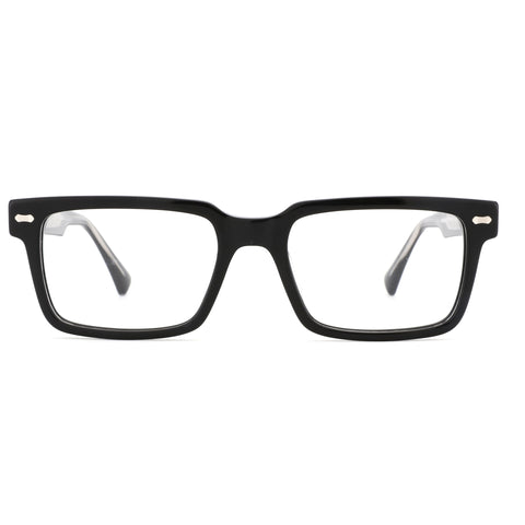 ZENOTTIC Bryce eyeglasses: black acetate square frames, clear demo lenses.