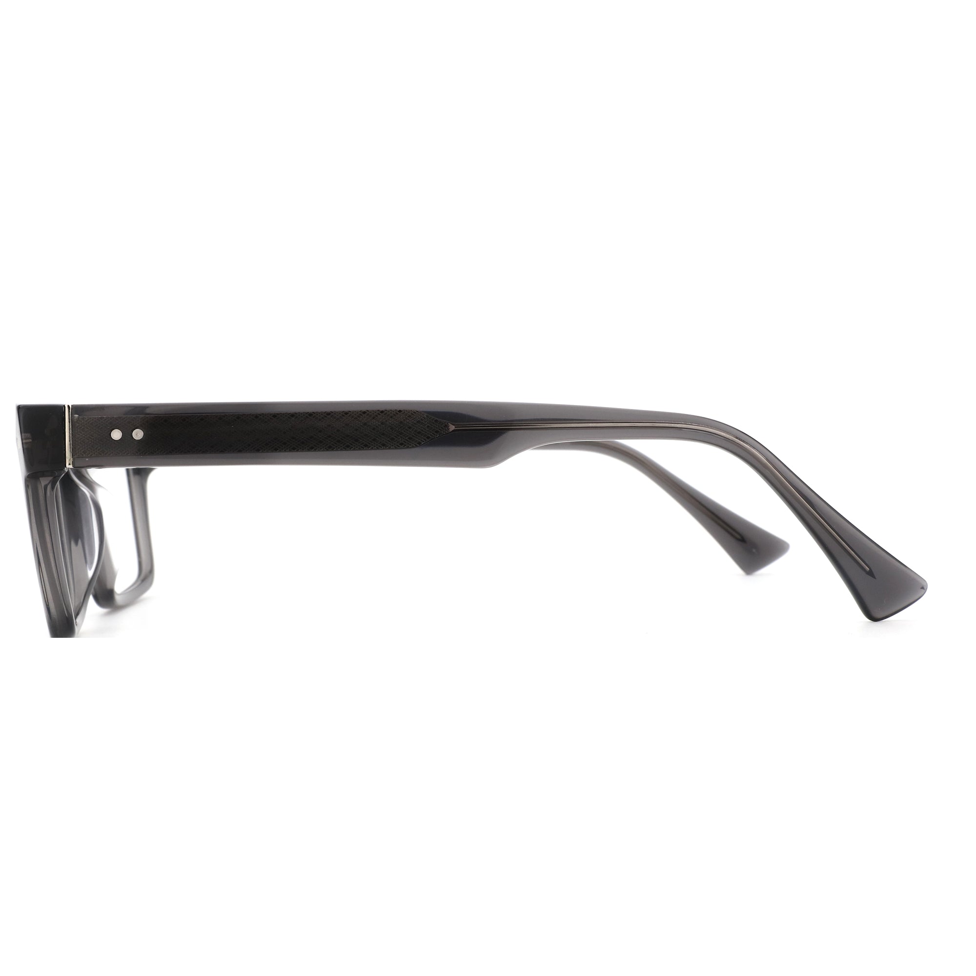 ZENOTTIC Bryce square acetate eyeglasses in dark grey with textured temples.