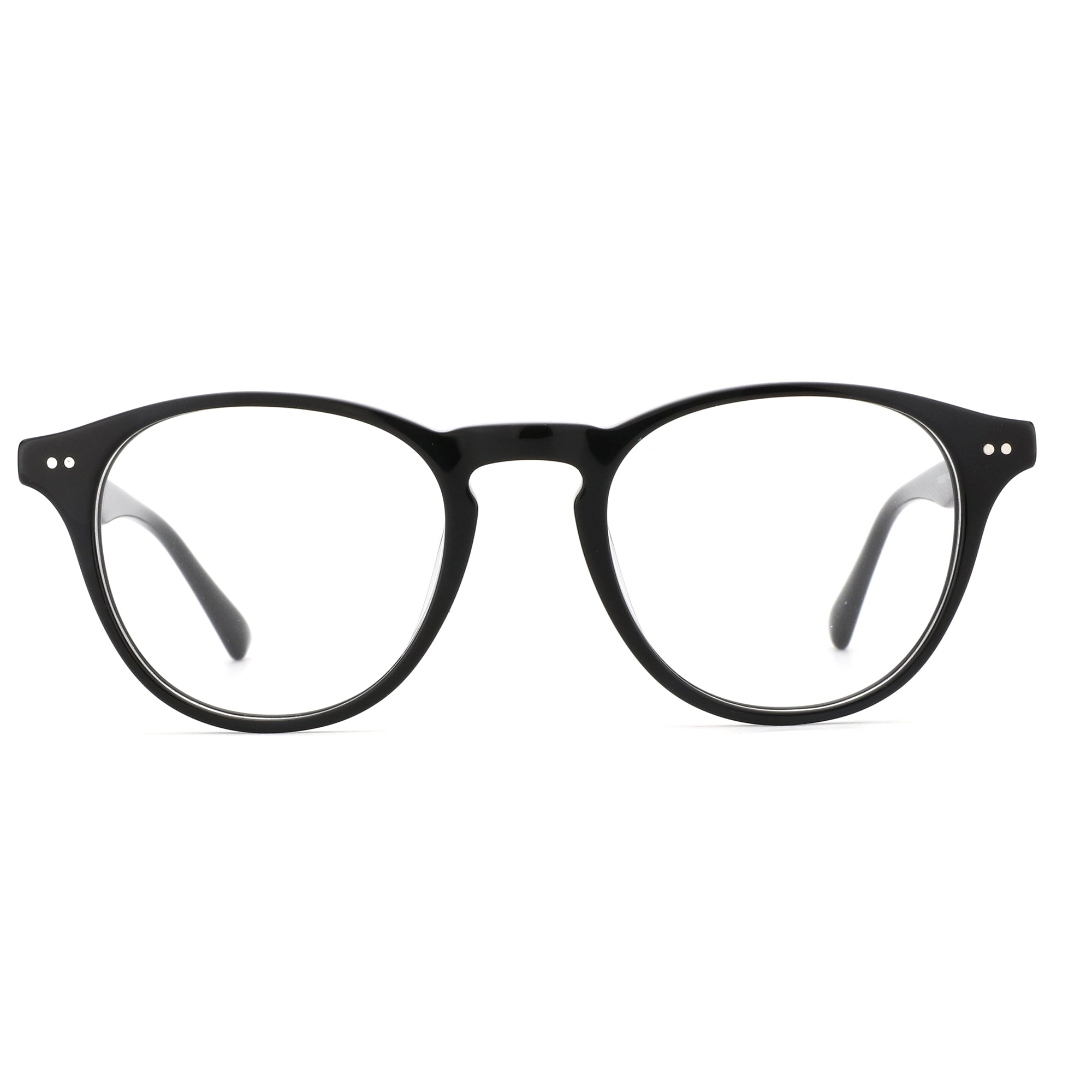 ZENOTTIC Vanilla eyeglasses: black acetate retro round frame with clear demo lenses.