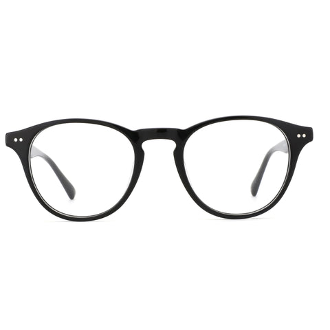 ZENOTTIC Vanilla eyeglasses: black acetate retro round frame with clear demo lenses.