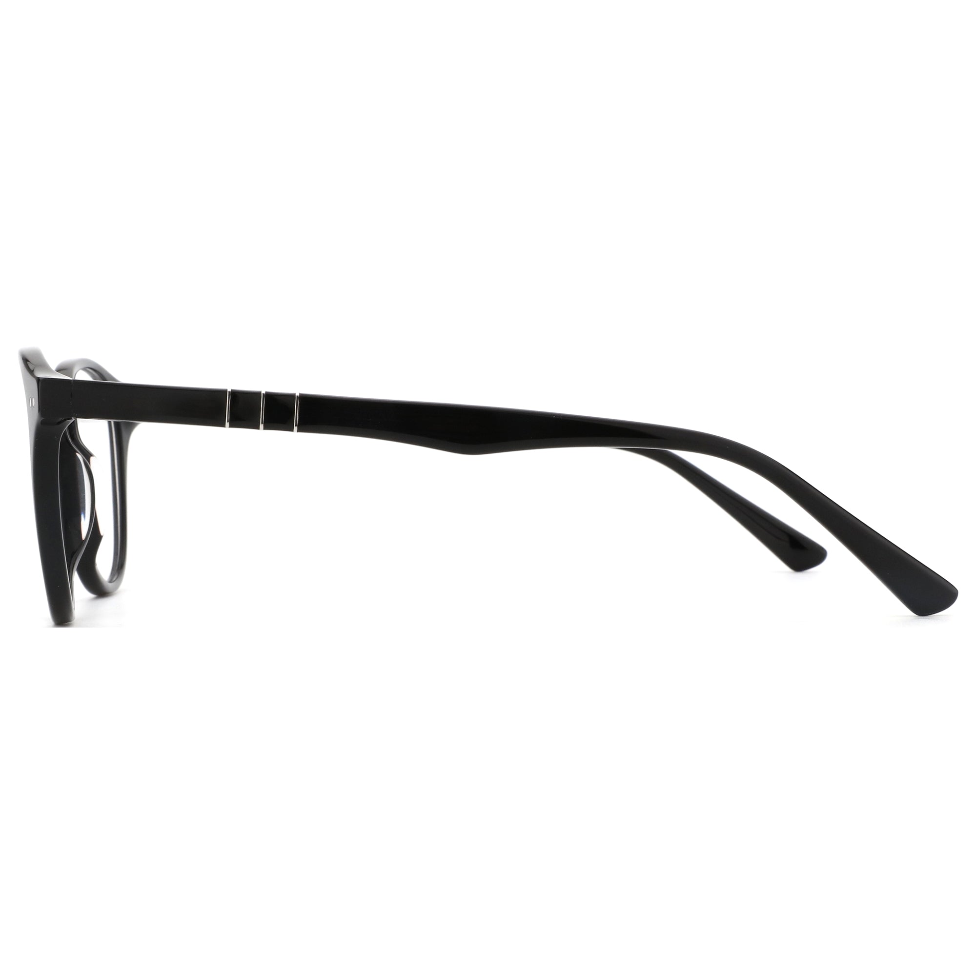 ZENOTTIC Vanilla black acetate eyeglasses, retro style with silver temple detail.