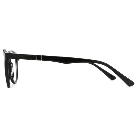 ZENOTTIC Vanilla black acetate eyeglasses, retro style with silver temple detail.