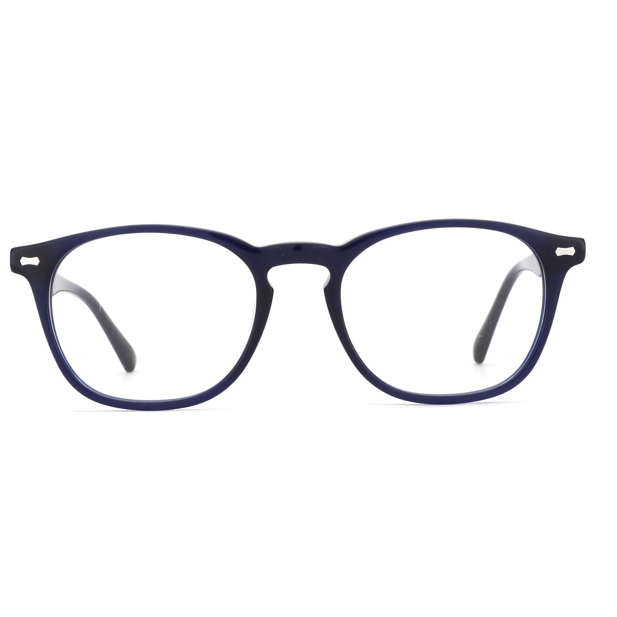 ZENOTTIC Amireux dark blue acetate round glasses for prescription lenses.