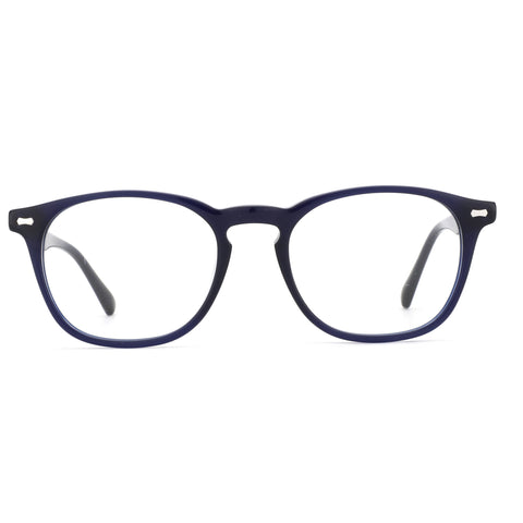 ZENOTTIC Amireux dark blue acetate round glasses for prescription lenses.
