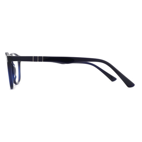 ZENOTTIC Amireux dark blue acetate round frame eyeglasses with silver details.