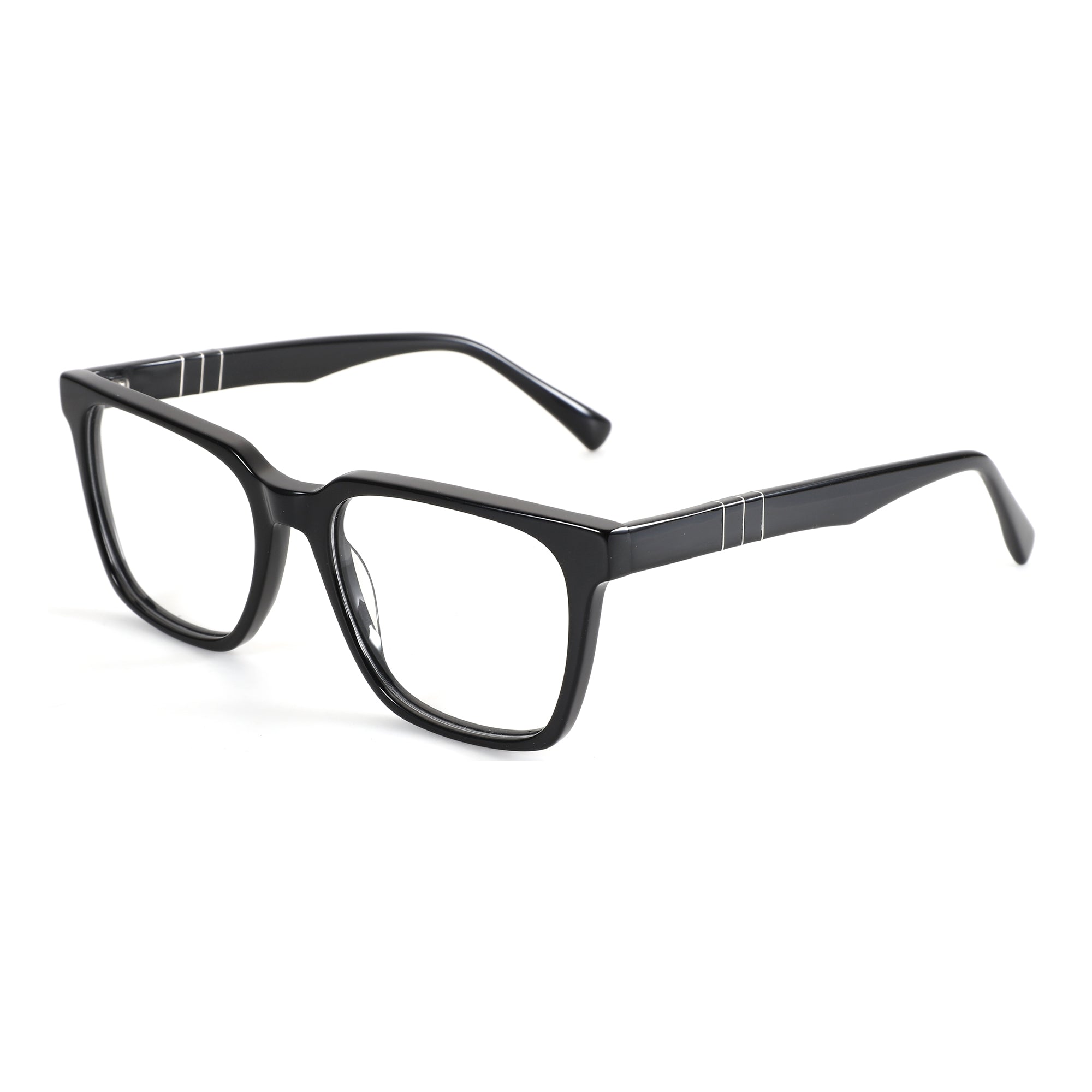 Black square ZENOTTIC eyeglasses with acetate frames and clear lenses.
