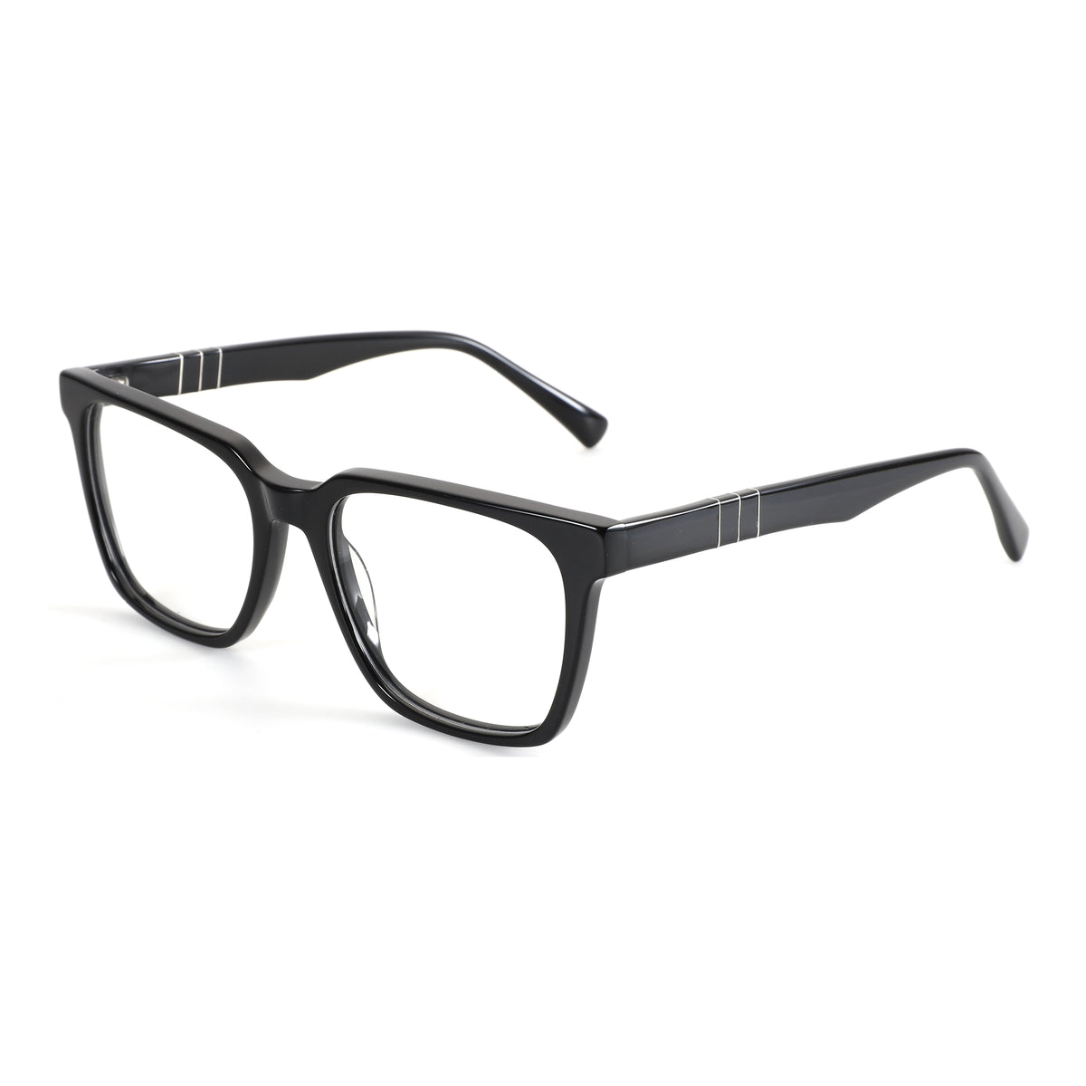 Black square ZENOTTIC eyeglasses with acetate frames and clear lenses.