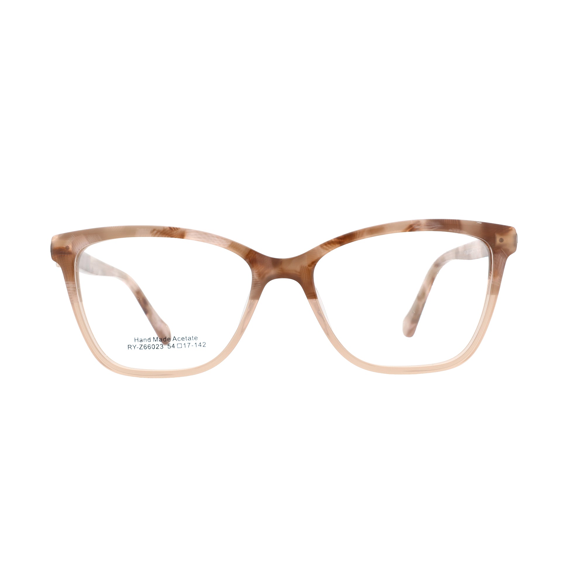 Brown acetate square Zenottic eyeglasses with clear demo lenses