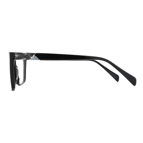 Black acetate cat eye eyeglasses with geometric temple detail, Zenottic Corinne