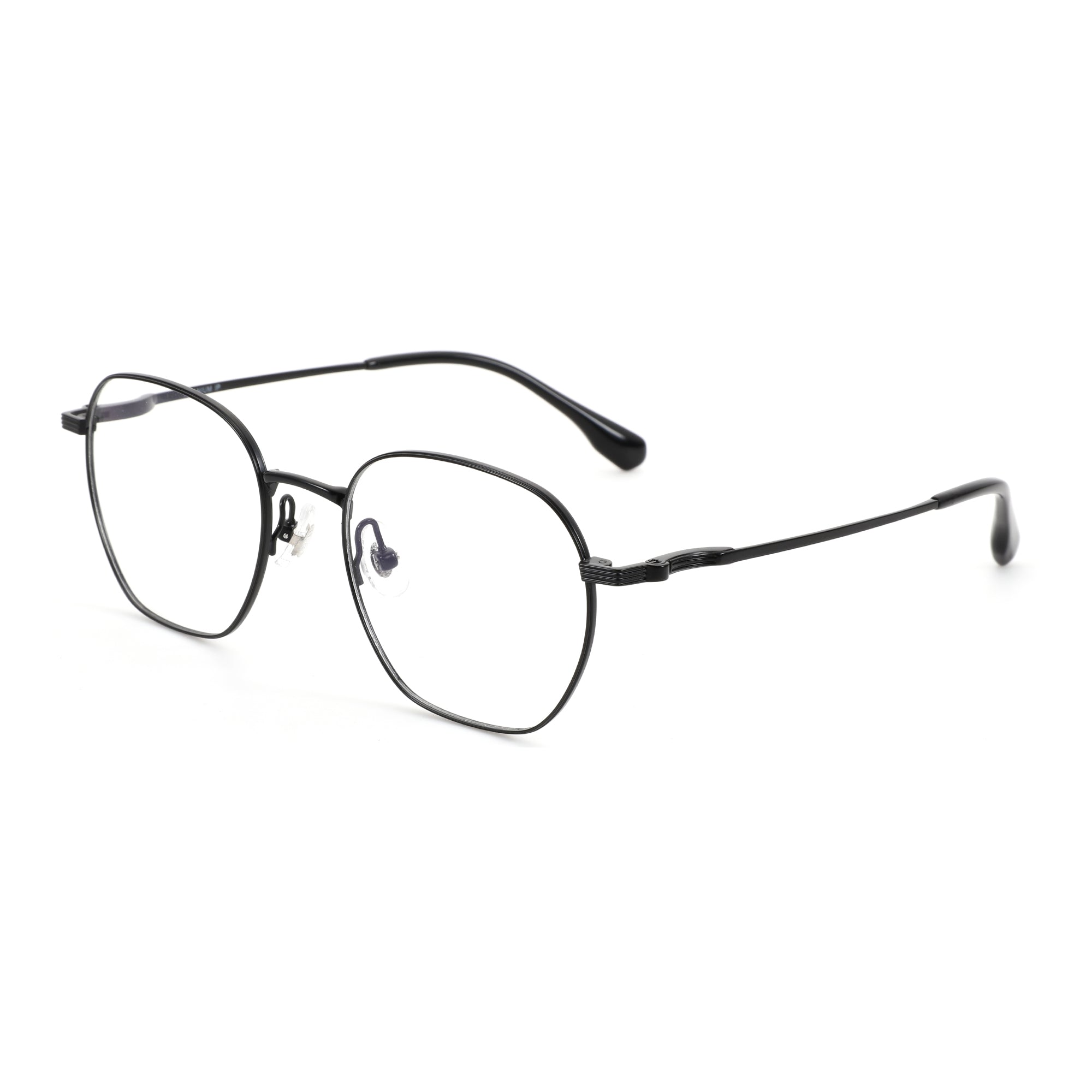 Zenottic Duke eyeglasses, black titanium frame, round shape with clear lenses