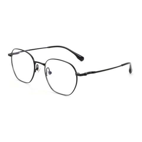 Zenottic Duke eyeglasses, black titanium frame, round shape with clear lenses