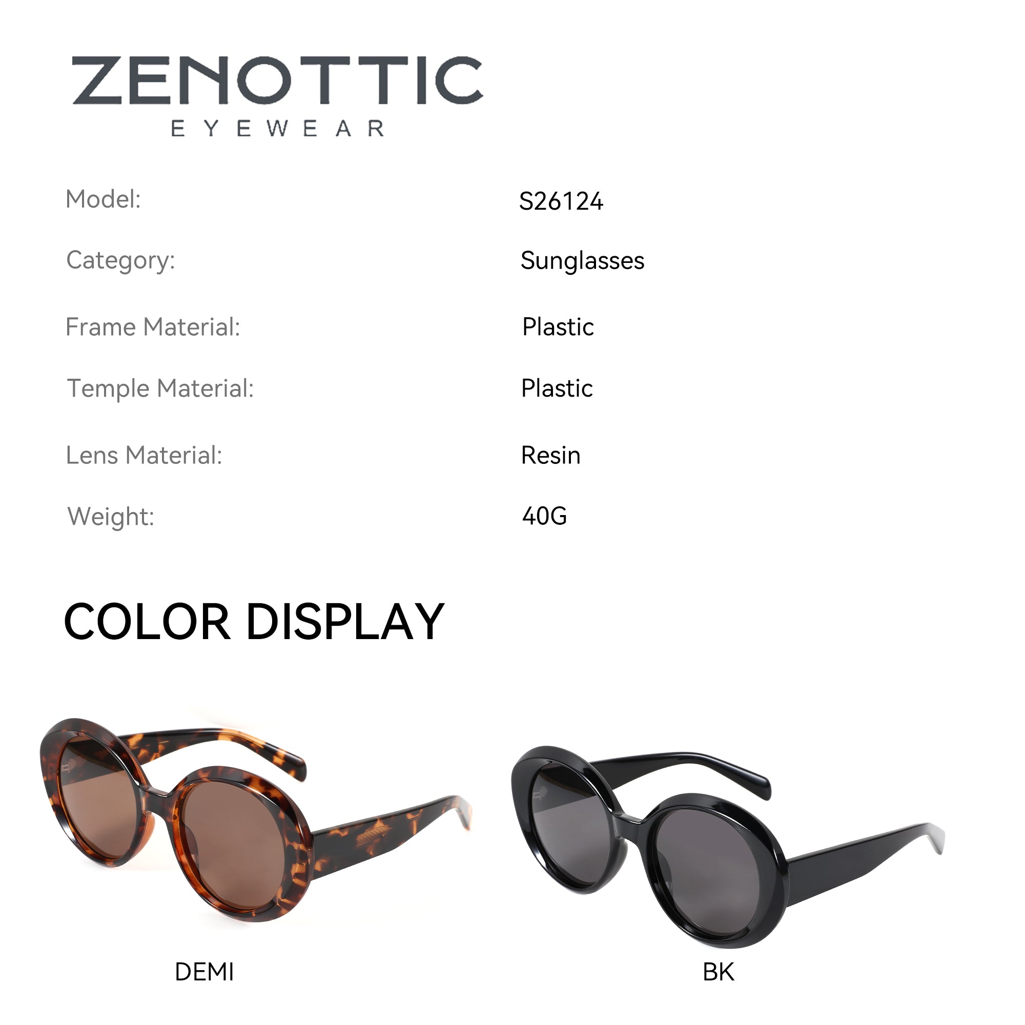 Zenottic Ashling sunglasses in Demi tortoiseshell and Black colors. Plastic frame, resin lenses.