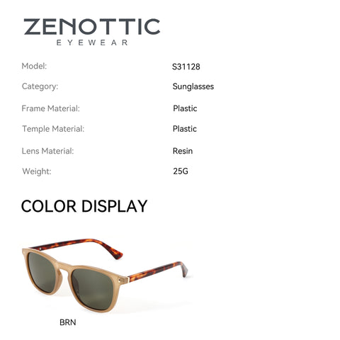 Zenottic Hugo sunglasses: plastic tortoise shell temples, gold frame, dark lenses. Model S31128, brown color.
