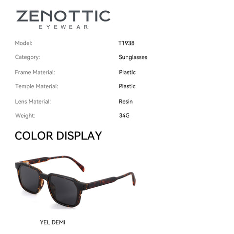 Zenottic Davey sunglasses in YEL DEMI color, plastic frame with resin lenses, UV protection, model T1938