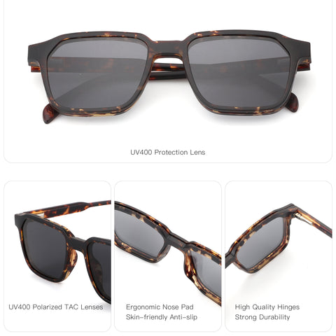 Zenottic Davey Sunglasses with tortoise frame, UV400 protection, and polarized lenses.