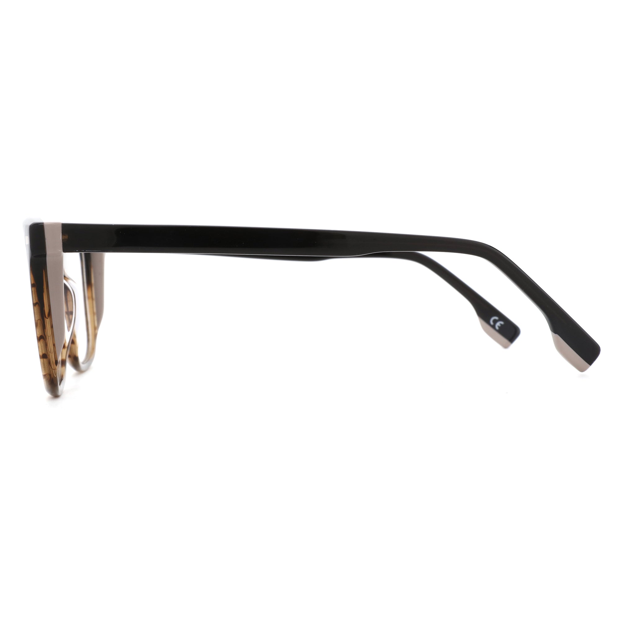 Zenottic square acetate eyeglasses with black temple arm and tortoiseshell frame